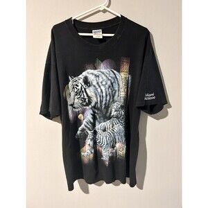 White Tiger Siberian Vintage Gildan 90s Miami Zoo Shirt XL Animal Single Stitch